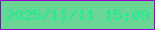 文字の大きさ：2、枠の色：9501ce、背景の色：6bd594、文字の色：1aee9a 無料ブログパーツのブログ時計