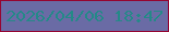 文字の大きさ：2、枠の色：950531、背景の色：6a6ba5、文字の色：248988 無料ブログパーツのブログ時計
