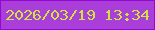 文字の大きさ：2、枠の色：9506d8、背景の色：aa3ed9、文字の色：d0e345 無料ブログパーツのブログ時計