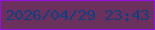 文字の大きさ：3、枠の色：950fe4、背景の色：6b315c、文字の色：0e4181 無料ブログパーツのブログ時計