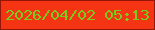 文字の大きさ：5、枠の色：951506、背景の色：f43413、文字の色：7acb1b 無料ブログパーツのブログ時計