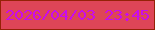 文字の大きさ：2、枠の色：952206、背景の色：de4557、文字の色：c90ced 無料ブログパーツのブログ時計
