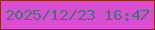文字の大きさ：4、枠の色：952719、背景の色：db4ed3、文字の色：3f7570 無料ブログパーツのブログ時計
