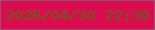 文字の大きさ：2、枠の色：955174、背景の色：dc0a4e、文字の色：616317 無料ブログパーツのブログ時計