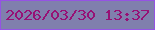 文字の大きさ：1、枠の色：9553e3、背景の色：807fad、文字の色：971075 無料ブログパーツのブログ時計