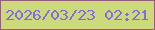 文字の大きさ：2、枠の色：955e7d、背景の色：ccda7c、文字の色：826ce4 無料ブログパーツのブログ時計