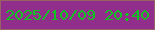 文字の大きさ：1、枠の色：956363、背景の色：912d8a、文字の色：0fc422 無料ブログパーツのブログ時計