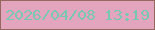 文字の大きさ：4、枠の色：95685e、背景の色：e3a4be、文字の色：79c7b0 無料ブログパーツのブログ時計