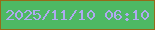 文字の大きさ：3、枠の色：956b19、背景の色：4eb964、文字の色：afa9f0 無料ブログパーツのブログ時計