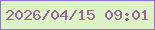 文字の大きさ：1、枠の色：956ce9、背景の色：dcf4c5、文字の色：9b63a0 無料ブログパーツのブログ時計