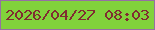 文字の大きさ：5、枠の色：9570a3、背景の色：81d23b、文字の色：802c31 無料ブログパーツのブログ時計