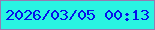 文字の大きさ：4、枠の色：957bb1、背景の色：29f4e2、文字の色：0512eb 無料ブログパーツのブログ時計