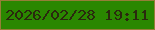 文字の大きさ：2、枠の色：957e37、背景の色：2a8700、文字の色：2a290e 無料ブログパーツのブログ時計