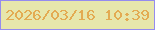 文字の大きさ：4、枠の色：958cef、背景の色：e7e7ac、文字の色：e3ab52 無料ブログパーツのブログ時計
