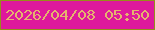 文字の大きさ：1、枠の色：958e1a、背景の色：de199c、文字の色：e5b46e 無料ブログパーツのブログ時計