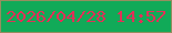 文字の大きさ：2、枠の色：958e5f、背景の色：11aa58、文字の色：e13058 無料ブログパーツのブログ時計