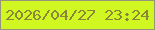 文字の大きさ：3、枠の色：95957e、背景の色：d1f722、文字の色：8b853a 無料ブログパーツのブログ時計