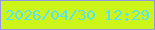 文字の大きさ：4、枠の色：9596e2、背景の色：ccf51a、文字の色：5ae4f1 無料ブログパーツのブログ時計