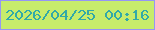 文字の大きさ：5、枠の色：9596f4、背景の色：c7ec6b、文字の色：31a9a8 無料ブログパーツのブログ時計