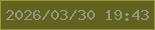 文字の大きさ：2、枠の色：95973f、背景の色：61631e、文字の色：909881 無料ブログパーツのブログ時計