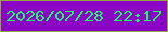 文字の大きさ：1、枠の色：95a440、背景の色：8b06c4、文字の色：23f76b 無料ブログパーツのブログ時計