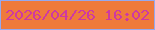 文字の大きさ：1、枠の色：95a9ef、背景の色：ef7a3b、文字の色：ce39a2 無料ブログパーツのブログ時計