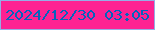 文字の大きさ：5、枠の色：95ade5、背景の色：fd2292、文字の色：0464bd 無料ブログパーツのブログ時計