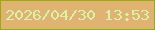 文字の大きさ：4、枠の色：95af06、背景の色：e0b373、文字の色：daf1aa 無料ブログパーツのブログ時計