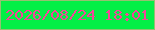 文字の大きさ：1、枠の色：95c071、背景の色：03ef46、文字の色：f44699 無料ブログパーツのブログ時計