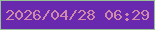 文字の大きさ：5、枠の色：95c195、背景の色：6929ae、文字の色：d189a9 無料ブログパーツのブログ時計