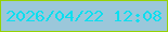 文字の大きさ：1、枠の色：95d200、背景の色：9bc7da、文字の色：0cdeef 無料ブログパーツのブログ時計