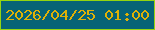 文字の大きさ：3、枠の色：95d410、背景の色：076376、文字の色：e0b106 無料ブログパーツのブログ時計