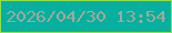 文字の大きさ：4、枠の色：95de42、背景の色：07af9e、文字の色：a1a99a 無料ブログパーツのブログ時計