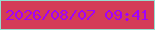文字の大きさ：2、枠の色：95decf、背景の色：d43c57、文字の色：a202f7 無料ブログパーツのブログ時計