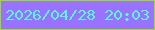 文字の大きさ：5、枠の色：95e40f、背景の色：9972ff、文字の色：56fbe8 無料ブログパーツのブログ時計