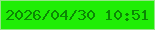 文字の大きさ：5、枠の色：95e587、背景の色：1fee05、文字の色：0b8804 無料ブログパーツのブログ時計