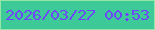 文字の大きさ：5、枠の色：95e5a4、背景の色：3dc998、文字の色：6f45fe 無料ブログパーツのブログ時計