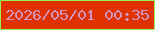 文字の大きさ：5、枠の色：95f454、背景の色：df3200、文字の色：d195c0 無料ブログパーツのブログ時計