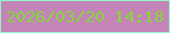 文字の大きさ：4、枠の色：95f4cc、背景の色：c484b8、文字の色：86d639 無料ブログパーツのブログ時計