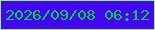 文字の大きさ：2、枠の色：95f771、背景の色：4306ee、文字の色：09d049 無料ブログパーツのブログ時計