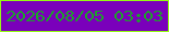 文字の大きさ：5、枠の色：95fa13、背景の色：7a00bb、文字の色：1ca22a 無料ブログパーツのブログ時計