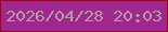 文字の大きさ：1、枠の色：96022f、背景の色：9f288e、文字の色：bd96a8 無料ブログパーツのブログ時計