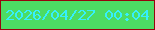文字の大きさ：3、枠の色：96040e、背景の色：4cdc64、文字の色：36effc 無料ブログパーツのブログ時計