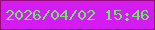 文字の大きさ：3、枠の色：96077d、背景の色：d41cf2、文字の色：76e270 無料ブログパーツのブログ時計