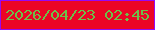 文字の大きさ：2、枠の色：9609f4、背景の色：eb0526、文字の色：6dbf49 無料ブログパーツのブログ時計