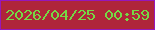 文字の大きさ：4、枠の色：9617ba、背景の色：af253a、文字の色：75d845 無料ブログパーツのブログ時計