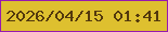 文字の大きさ：1、枠の色：9619af、背景の色：dec02f、文字の色：53390d 無料ブログパーツのブログ時計