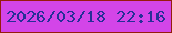 文字の大きさ：3、枠の色：961c0d、背景の色：d345e8、文字の色：272f98 無料ブログパーツのブログ時計