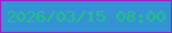 文字の大きさ：5、枠の色：9621c4、背景の色：3493d4、文字の色：20c680 無料ブログパーツのブログ時計