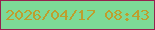 文字の大きさ：4、枠の色：96224f、背景の色：7dda97、文字の色：be9e2d 無料ブログパーツのブログ時計